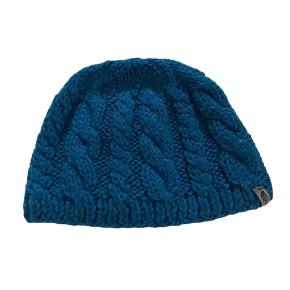 North face teal fleece lined knit beanie - Picture 1 of 2